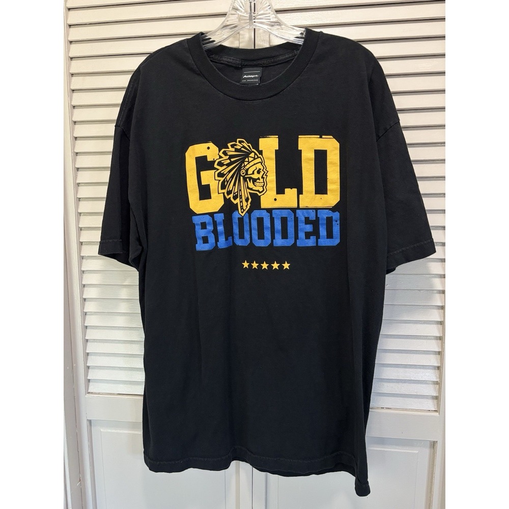Adapt Graphic "Gold Blooded" Tshirt Crew Neck‎ Short Sleeve Size XL Blk/Yellow